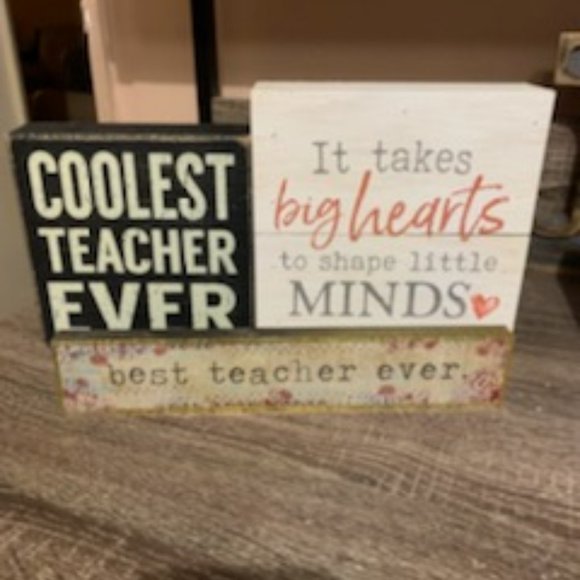 3 Teacher Wooden Plaques - Picture 1 of 6